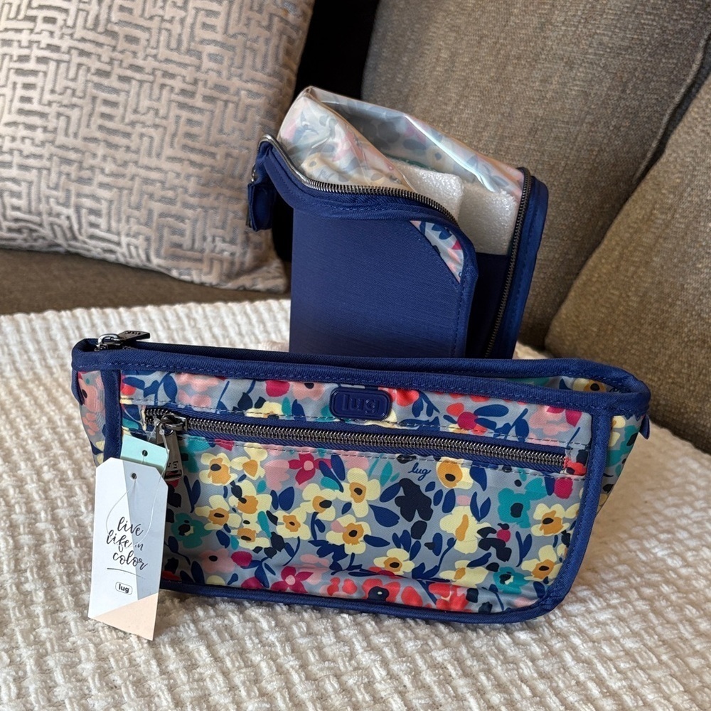 BNWT Lug Floral Cosmetic Bag & Brush Holder in Wildflower “Canoe & Parasail”
